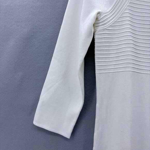 Cable & Gauge Cream Tight Knit Sweater, Square Neck&Ribbed Design SZ Medium NWT - Picture 4 of 8